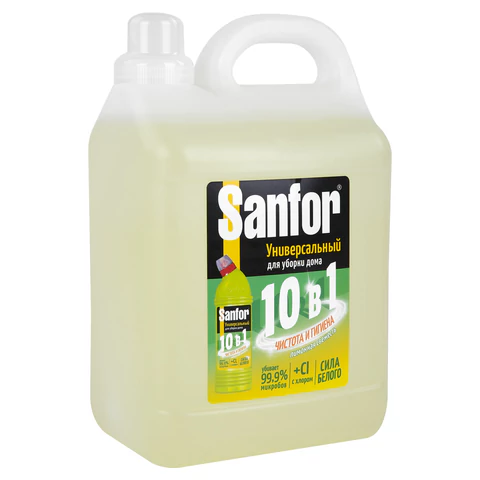 Чистящее средство 5 л, SANFOR 10 в 1 Universal "Лимонная свежесть", 22055 608307 - МСК «Форвард»