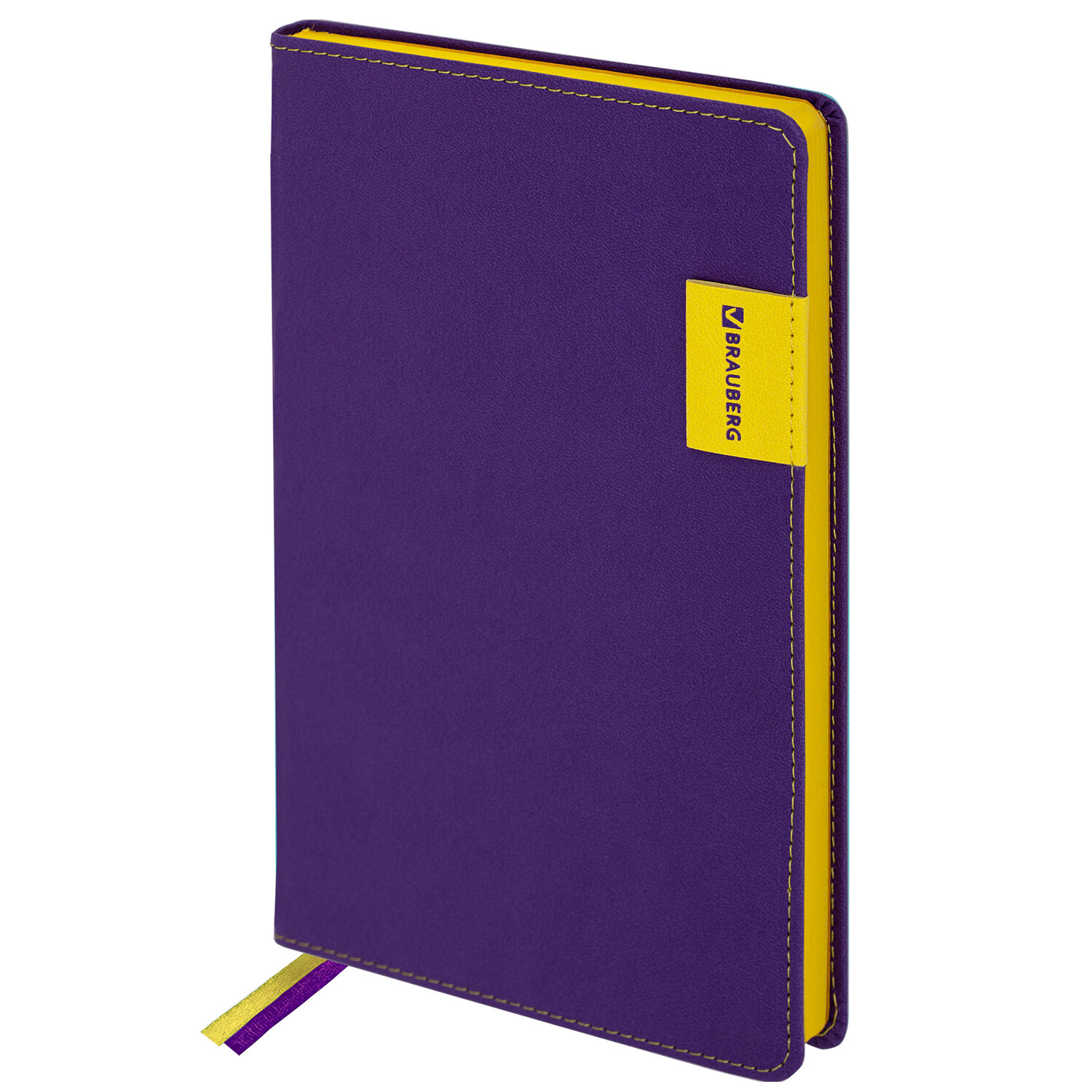 Ежедневник недатированный А5 138х213мм BRAUBERG AIM под кожу, 136л, фиолетовый, 113424