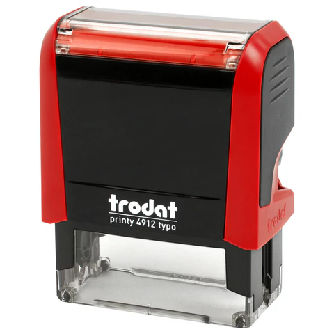 Штамп самонаборный 4-стр., 47х18 мм, синий, TRODAT 4912P4/DB, корпус КРАСНЫЙ, КАССЫ В КОМПЛЕКТЕ, 43218 238366 - МСК «Форвард»