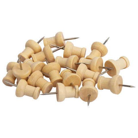 Силовые кнопки-гвоздики BRAUBERG WOOD, деревянные, 30 штук, 10 мм, 272759 - МСК «Форвард»