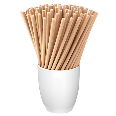 Трубочки для коктейлей бумажные, прямые, 6х205 мм, крафт, комплект 50 штук, LAIMA, 608364 - МСК «Форвард»