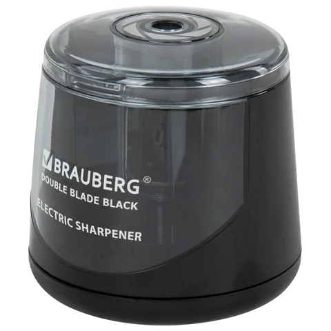 Точилка электрическая BRAUBERG DOUBLE BLADE BLACK, двойное лезвие, питание от 2 батареек АА, 271336 - МСК «Форвард»