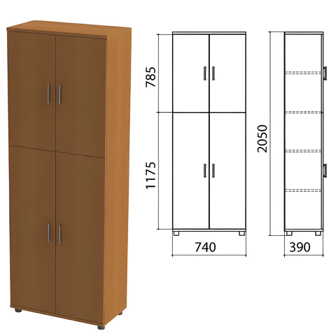 Шкаф закрытый "Монолит", 740х390х2050мм, цвет орех (КОМПЛЕКТ)  980091