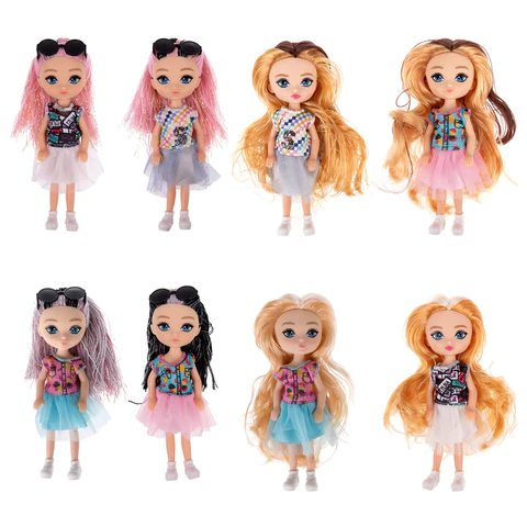 КУКЛА "Alisa GLOW GIRL", с гнущимися коленями, 15 см, КОМПЛЕКТ 8ШТ  АССОРТИ, 8 видов, 1TOY 666152