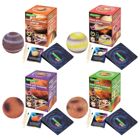 Набор для раскопок "Космос" 9,5х13,3 см, инструменты, 8 видов ассорти, BRAUBERG KIDS, 665919 - МСК «Форвард»