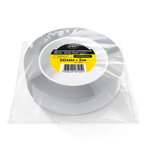 Многоразовая двухсторонняя прозрачная крепежная лента, скотч NANO tape, 3 м x 5 см, толщина 1 мм, WBZ (ВБЗ), 700427 - МСК «Форвард»