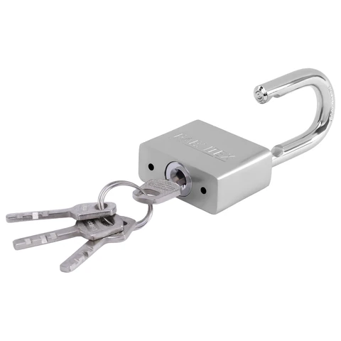 Замок навесной стальной 50 мм "Никель", антикоррозионное покрытие, 4 ключа, RABBITEX (РАББИТЕКС), 671309 - МСК «Форвард»