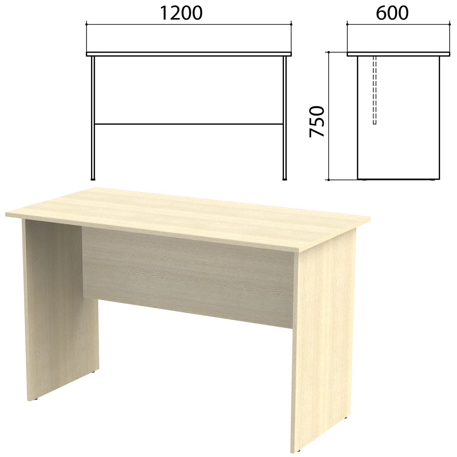 Стол письменный "Канц", 1200х600х750 мм, цвет дуб молочный/дуб молочный (КОМПЛЕКТ) 980422