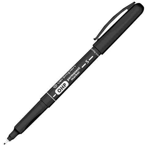 Маркер перманентный для любой гладкой поверхности ЧЕРНЫЙ CENTROPEN "OHP", 0,3 мм, 2634, 626340112 152679