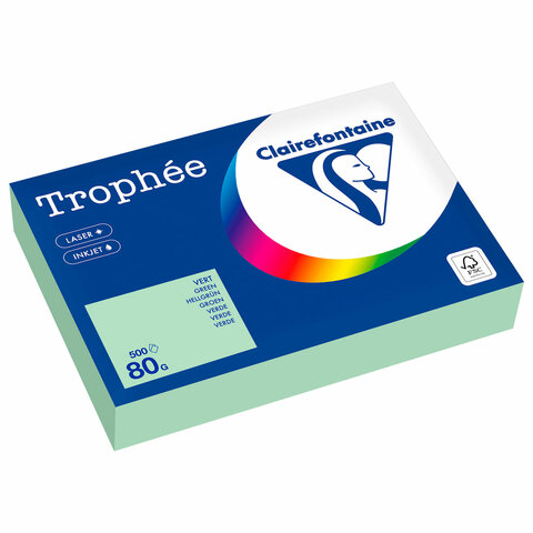 Бумага цветная CLAIREFONTAINE, А4, 80 г/м2, 500 л., пастель, зеленая, Франция, 1975PC 116711 - МСК «Форвард»