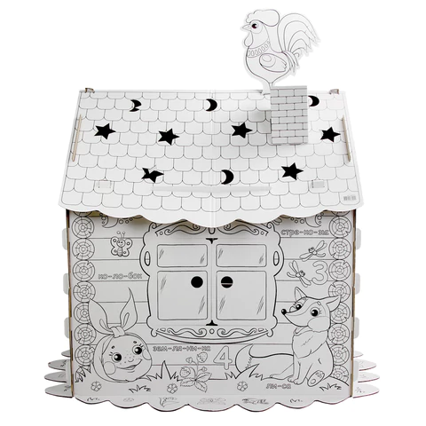 Картонный игровой развивающий Домик-раскраска "Сказочный", высота 130 см, BRAUBERG Kids, 880364 - МСК «Форвард»