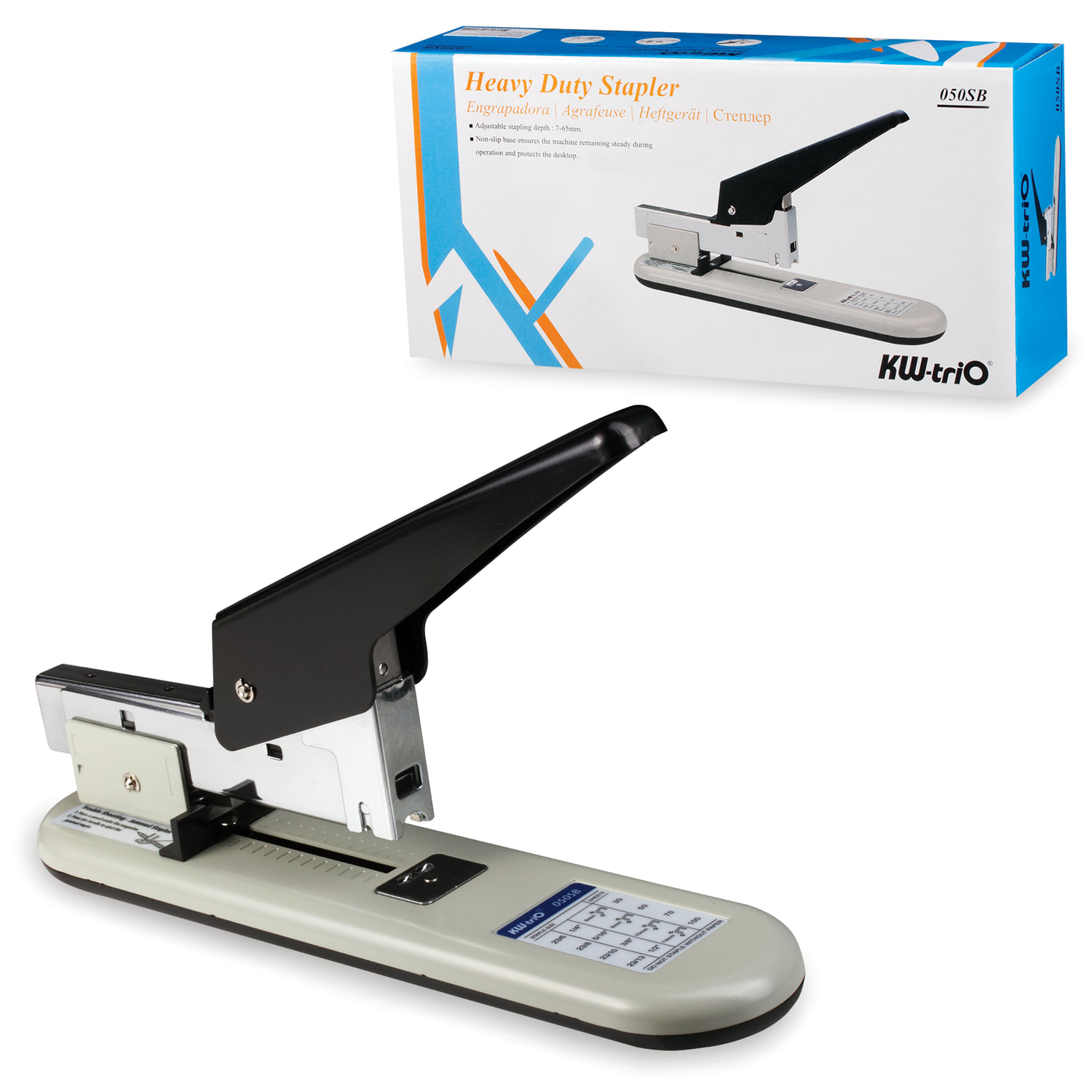 Степлер МОЩНЫЙ №23/6-23/13 KW-trio, до 100 листов, серый/черный, 50-SB -50-SB 225121