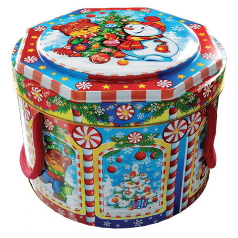 Подарок новогодний "КАРУСЕЛЬ", 600 г, НАБОР конфет, жестяная упаковка с ручкой, МОСУПАК  624506 - МСК «Форвард»