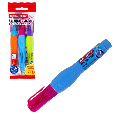 Ручка-корректор 10 мл ВЫГОДНАЯ УПАКОВКА, КОМПЛЕКТ 3 штуки, BRAUBERG MIX, 271921 - МСК «Форвард»