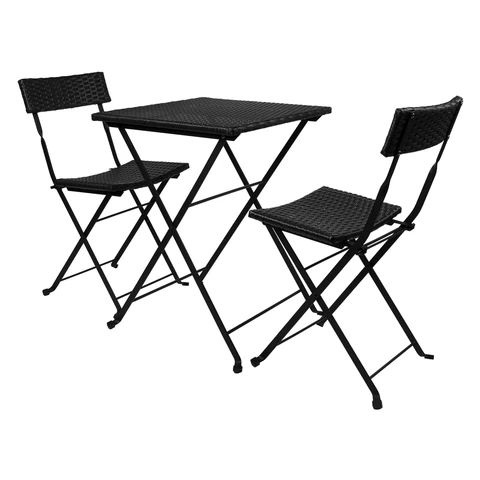 Комплект складной мебели (стол и 2 стула) NOSTRESS (НОСТРЕСС) "Wicker FS-020", металл черный, искусственный ротанг, 680061 - МСК «Форвард»