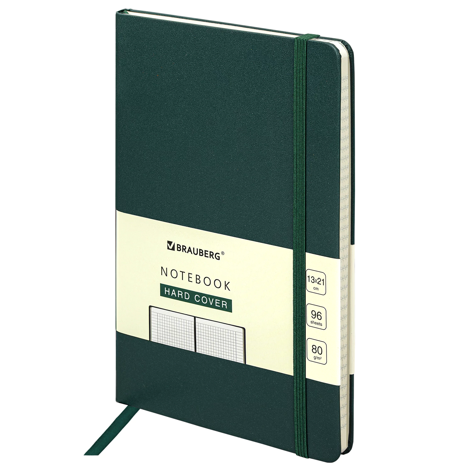 Блокнот А5 130х210мм, BRAUBERG ULTRA, балакрон, 80г/м2, 96л, клетка, темно-зеленый, 113035