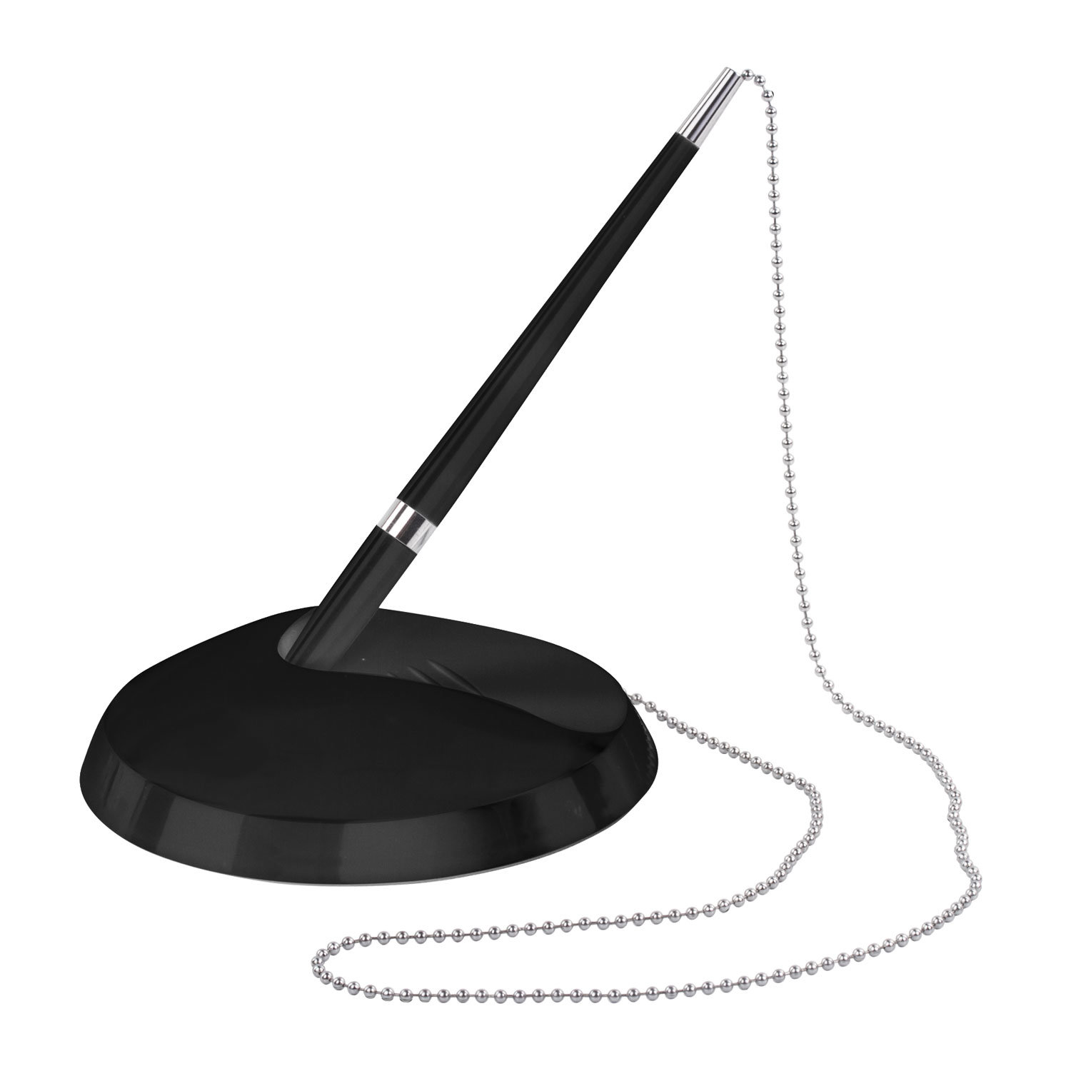 Ручка шариковая настольная BRAUBERG Стенд-Пен Блэк2, СИНЯЯ, цепочка, корпус черный, 0,5мм, 141347