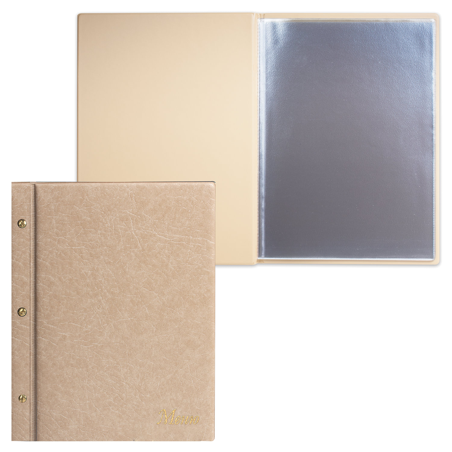 Папка "Меню" на трех винтах с 10 файлами, 220*320мм, бежевая, ДПС, 2273.М-105 235627