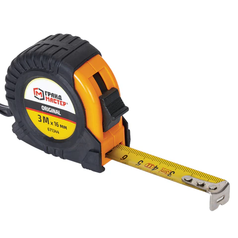 Рулетка измерительная 3 м х 16 мм, обрезиненный корпус, с фиксатором, ГРАНДМАСТЕР Original, 671344 - МСК «Форвард»
