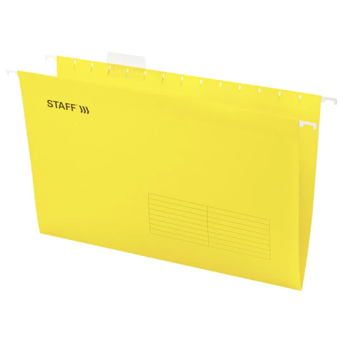 Подвесные папки A4/Foolscap (404х240 мм) до 80 л., КОМПЛЕКТ 10 шт., желтые, картон, STAFF, 270935