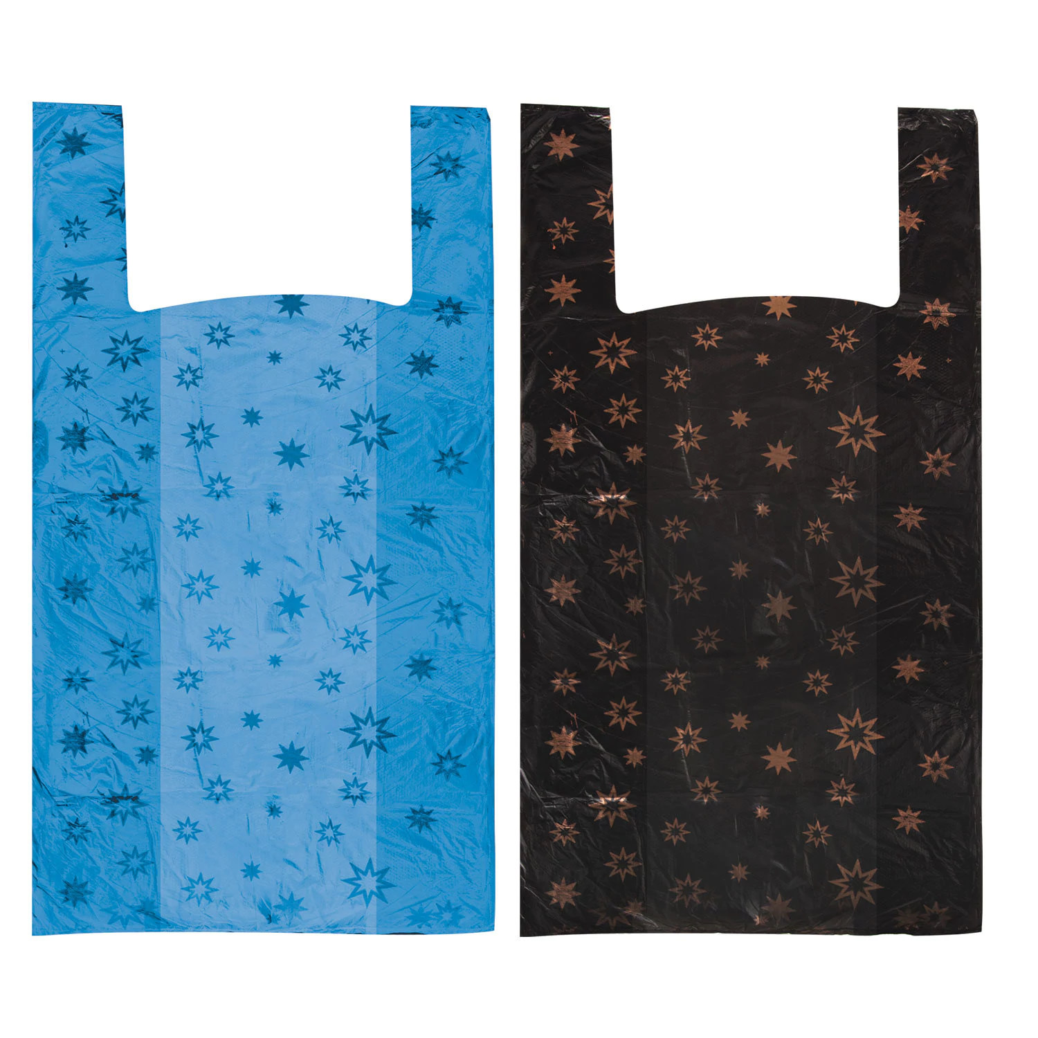 Пакеты "майка", КОМПЛЕКТ 100шт, 31+18х59см, ПНД, "Звезды", 18мкм 600261