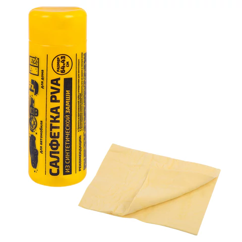 Салфетка синтетическая PVA-замша 64x43 см, в тубе, желтая, для авто, дома и офиса, ГРАНДМАСТЕР, 609974 - МСК «Форвард»