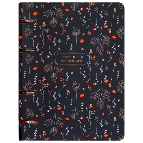 Тетрадь на кольцах А5 160х212 мм, 120 листов, картон, выборочный лак, клетка, BRAUBERG, "Flowers", 404729 - МСК «Форвард»