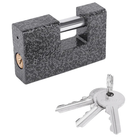 Замок навесной чугунный 80 мм "Гаражный" с полимерным покрытием, 3 ключа, RABBITEX (РАББИТЕКС), 671302 - МСК «Форвард»