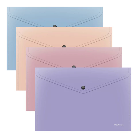 Папка-конверт с кнопкой ERICH KRAUSE "Soft Manga", А4, до 120 л., непрозрачная, ассорти, 0,18 мм, 61146 272925 - МСК «Форвард»