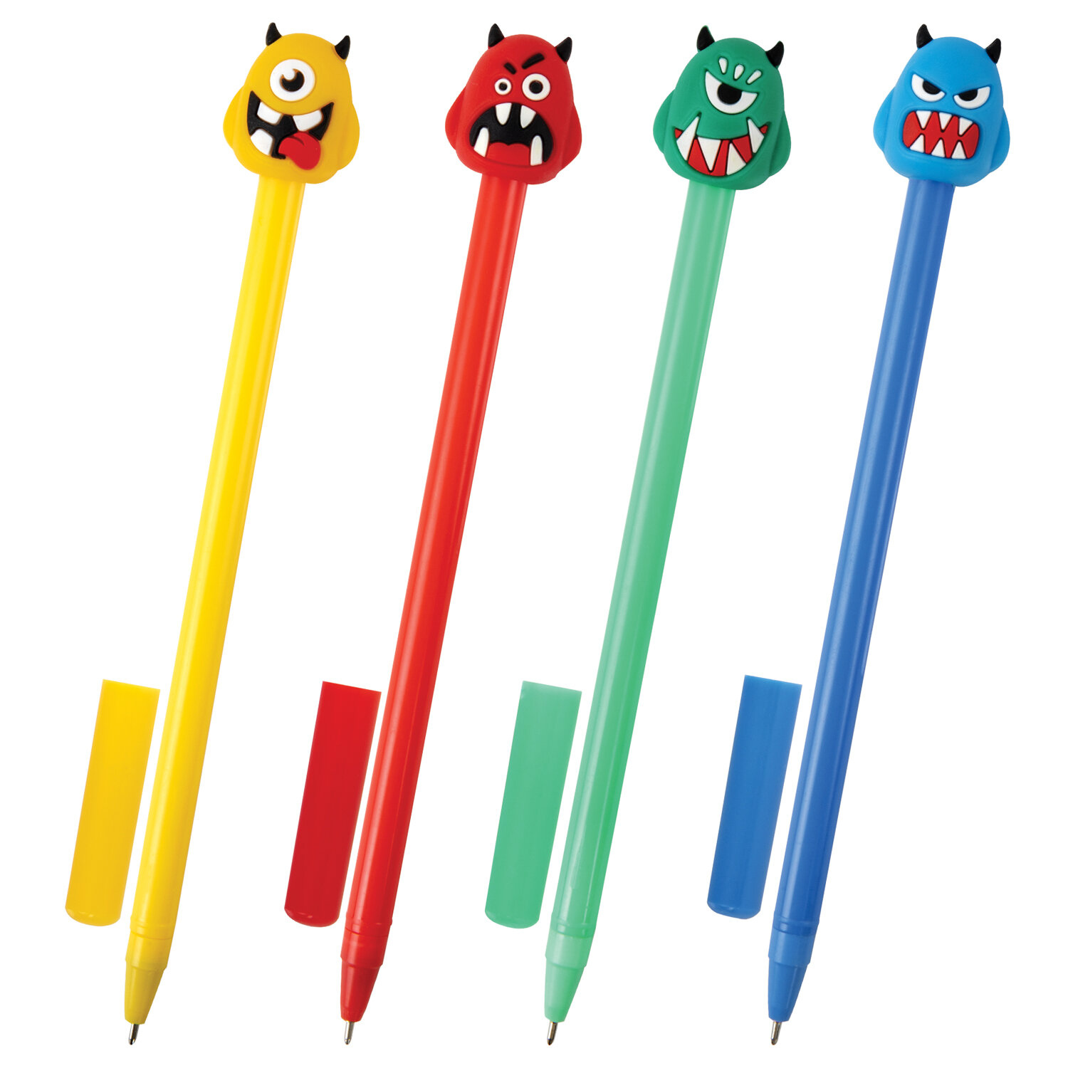 Ручка с топпером шариковая ЮНЛАНДИЯ "Монстрик", корпус ассорти, СИНЯЯ, узел 0,7мм, КОМПЛЕКТ 12шт 143798