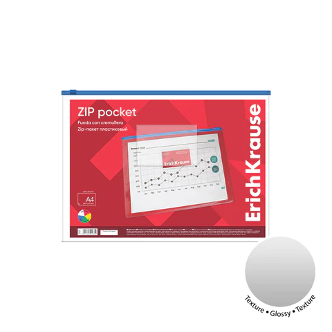 Папка-конверт на молнии ERICH KRAUSE А4 (334х241 мм), карман для визиток, прозрачная, 0,14 мм, 2935 272930 - МСК «Форвард»