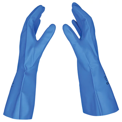 Перчатки нитриловые SCAFFA "Практик", хлопчатобумажное напыление, КЩС-1, размер 11, XXL (экстра большой), синие, 00-01017724 701658 - МСК «Форвард»