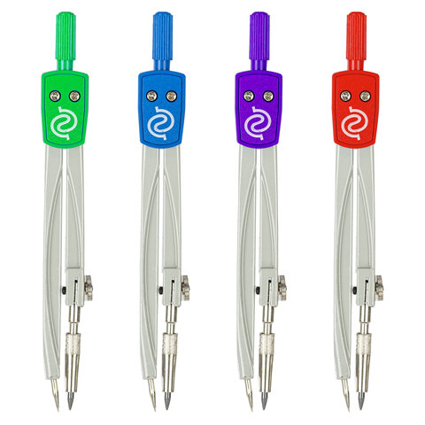 Циркуль для средних классов GLOBUS, 125 мм, металлический, цвет ассорти, чехол ПВХ, ЦЧП-40 210780