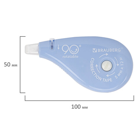 Корректирующая лента BRAUBERG PASTEL 5 мм х 12 м, вращающийся наконечник 90°, ВЫГОДНАЯ УПАКОВКА 3 штуки в блистере,механизм перемотки,272489 - МСК «Форвард»