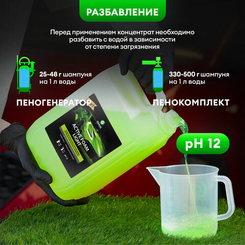Автошампунь с активной пеной 5 кг, GRASS ACTIVE FOAM LIGHT, легкосмываемый, концентрат, 132101 700203 - МСК «Форвард»