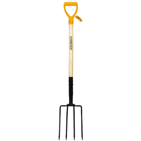 Вилы копальные стальные 19х28 см, ОБЩАЯ ДЛИНА 115 см, деревянный черенок, V-ручка, RABBITEX (РАББИТЕКС) "STANDARD", 700492 - МСК «Форвард»