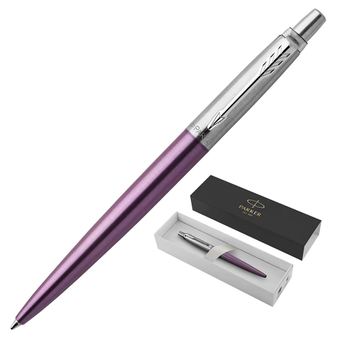 Ручка шариковая PARKER Jotter Core Victoria Violet CT, корпус фиолетовый, детали хром, синяя,1953190 142385
