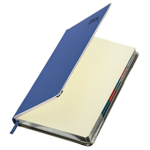 Ежедневник датированный 2026 А5 148х218 мм, GALANT "Infinity Silver", под кожу, синий, 117496 - МСК «Форвард»