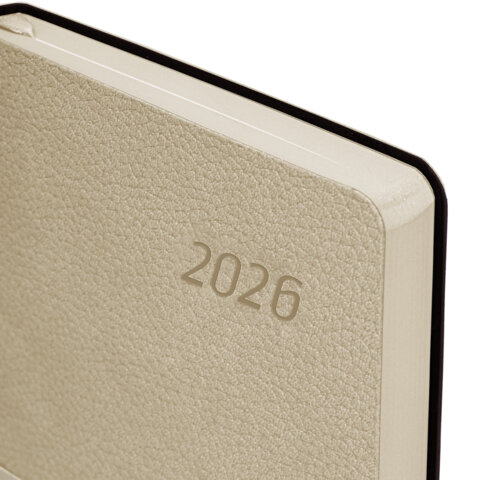 Ежедневник датированный 2026 А5 138x213 мм, BRAUBERG "Stylish", под кожу, гибкий, бежевый, 117104 - МСК «Форвард»