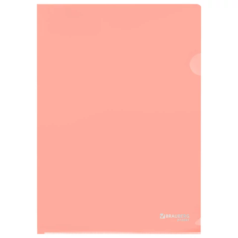 Папка-уголок жесткая, непрозрачная, А4, цвет персиковый, 0,15 мм, BRAUBERG PASTEL, 272891 - МСК «Форвард»