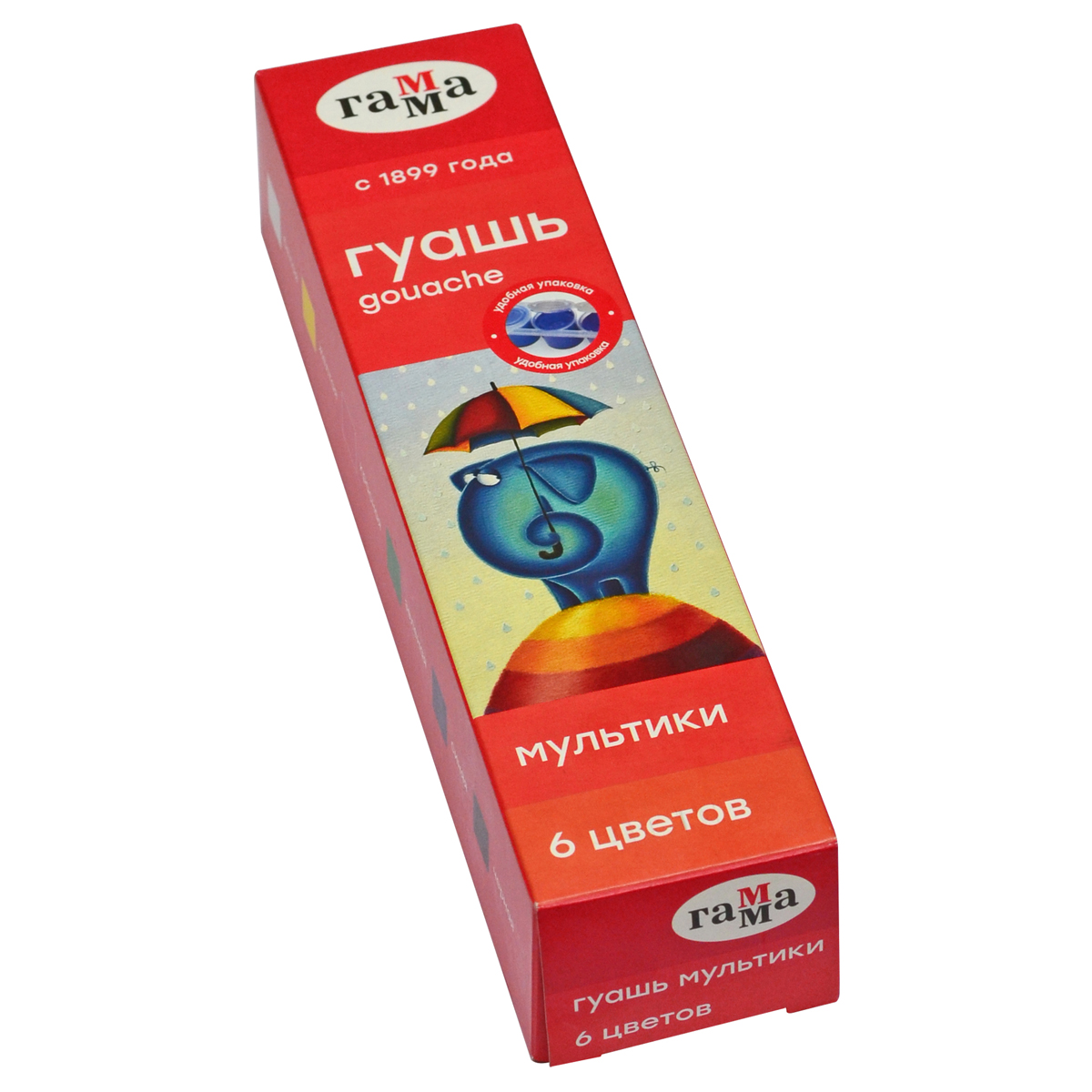 Гуашь Гамма "Мультики", 06 цветов, 15мл, блок-тара, картон. упаковка 100222-6 343513