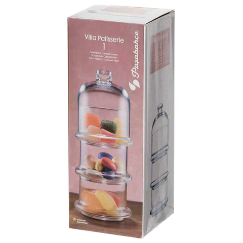 Менажница этажерка с крышкой, 3 емкости, высота 222 мм, стекло, PASABAHCE "VILLA PATISSERIE", фирменная подарочная упаковка, 96986 700580 - МСК «Форвард»