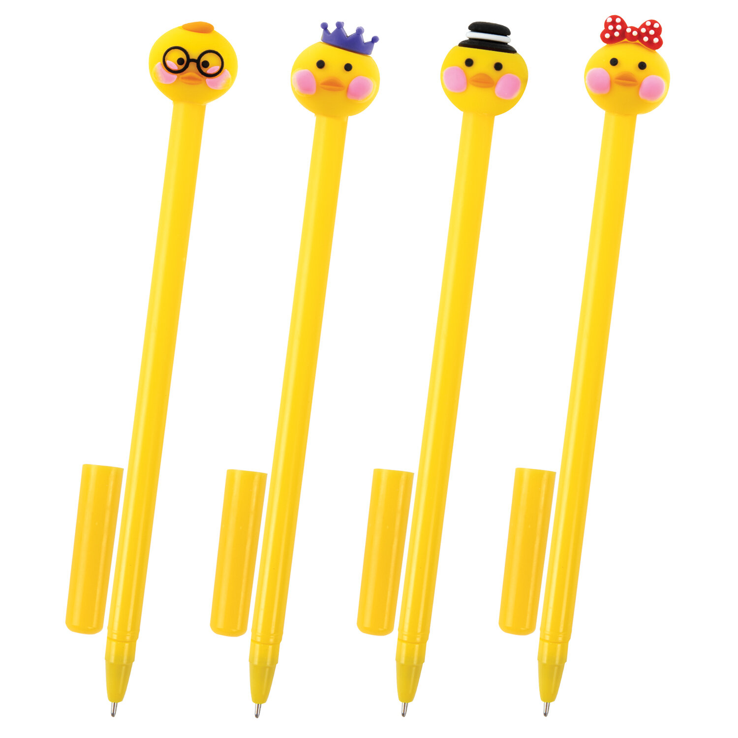 Ручка с топпером шариковая ЮНЛАНДИЯ "Цыпленок", корпус ассорти, СИНЯЯ, узел 0,7мм, КОМПЛЕКТ 12шт 143808