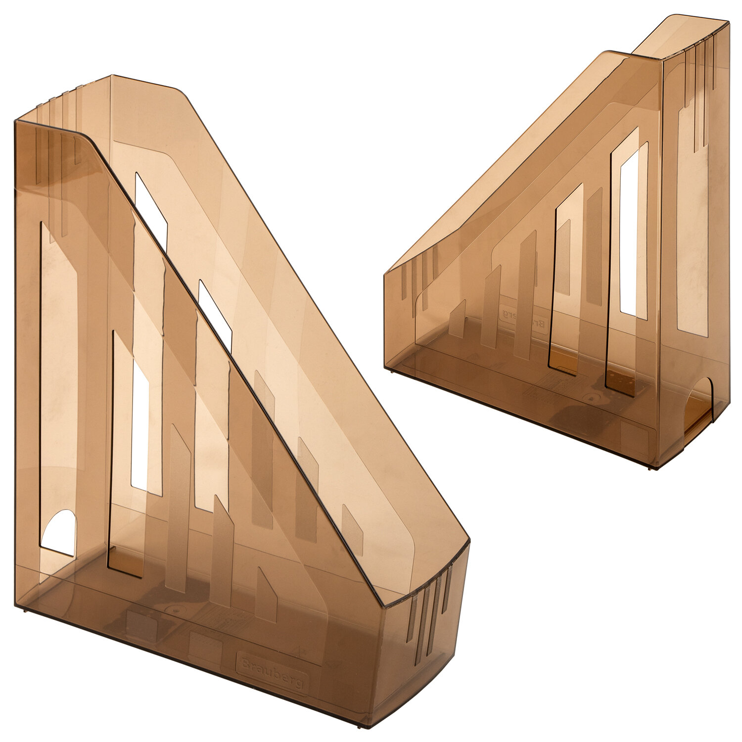 Лоток вертикальный для бумаг BRAUBERG "Contract" (260х85х300 мм), отверстия на торцах, тонир.,230892