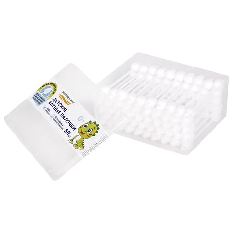 Ватные палочки детские 50 шт., с ограничителем, ЗОЛОТОЙ ИДЕАЛ, 100% хлопок, 116532 - МСК «Форвард»