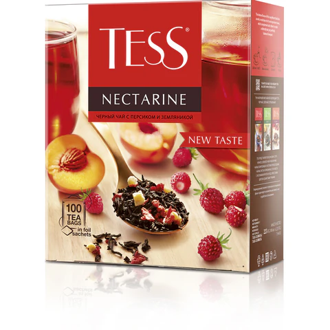 Чай TESS "Nectarine" черный с персиком и земляникой, 100 пакетиков в конвертах по 1,8 г, 1988-09 624520 - МСК «Форвард»