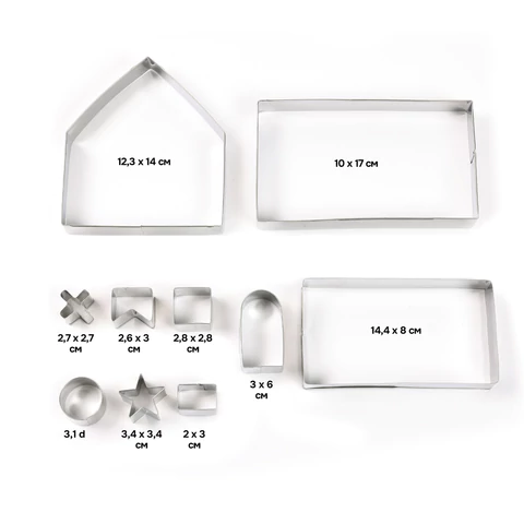 Набор вырубок для печенья, 10 деталей, "Пряничный домик", нержавеющая сталь, рецепт, ЗОЛОТАЯ СКАЗКА, 592493 - МСК «Форвард»