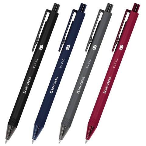 Ручка шариковая автоматическая BRAUBERG "VIVID", корпус soft-touch, СИНЯЯ, пишущий узел 0,7 мм, линия письма 0,35 мм, 144407 - МСК «Форвард»