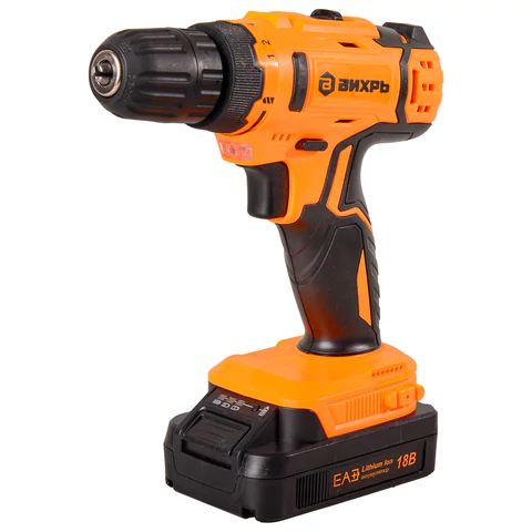 Дрель-шуруповерт безударная АККУМУЛЯТОРНАЯ, с двумя аккумуляторами 2 Ач, 18 В, ВИХРЬ ДА-18Л-2К, 72/14/9 671120