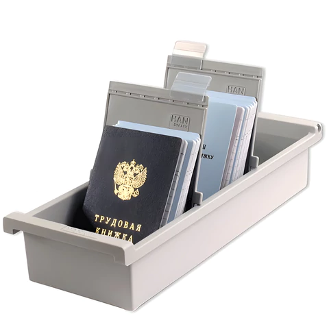 Картотека пластиковая ФОРМАТ А6 (148х105 мм) вертикальная на 1300 карт, серая, HAN (Германия), НА956/0/1/11 231269 - МСК «Форвард»